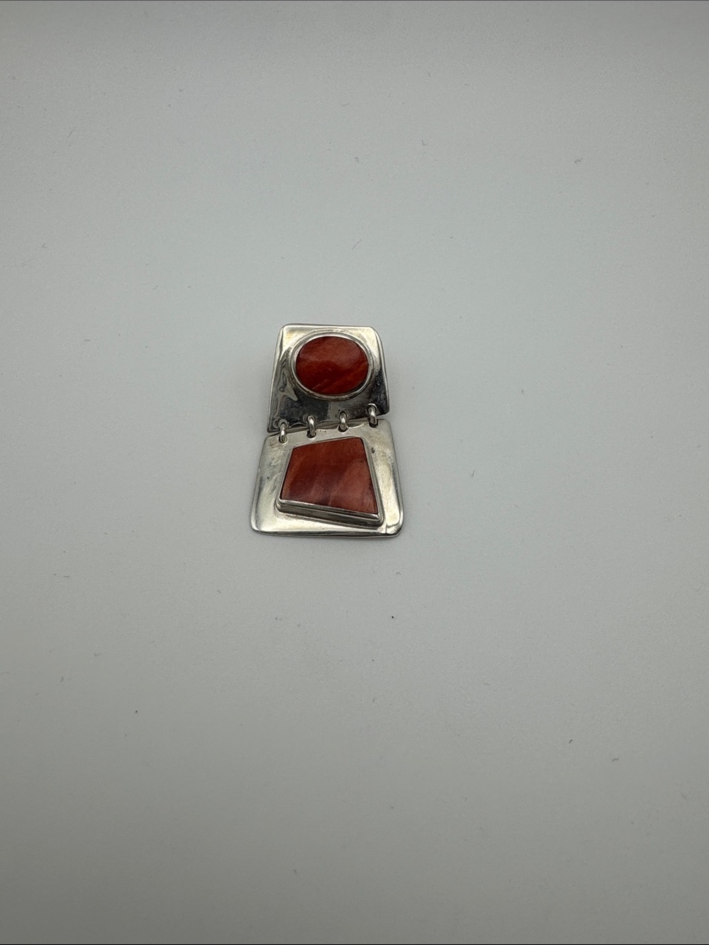 Sterling Silver Red Coral Dangle Pendant